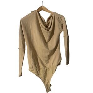 Promesa NWT Beige Cowl Neck Cotton Bodysuit Sweatshirt Women’s M